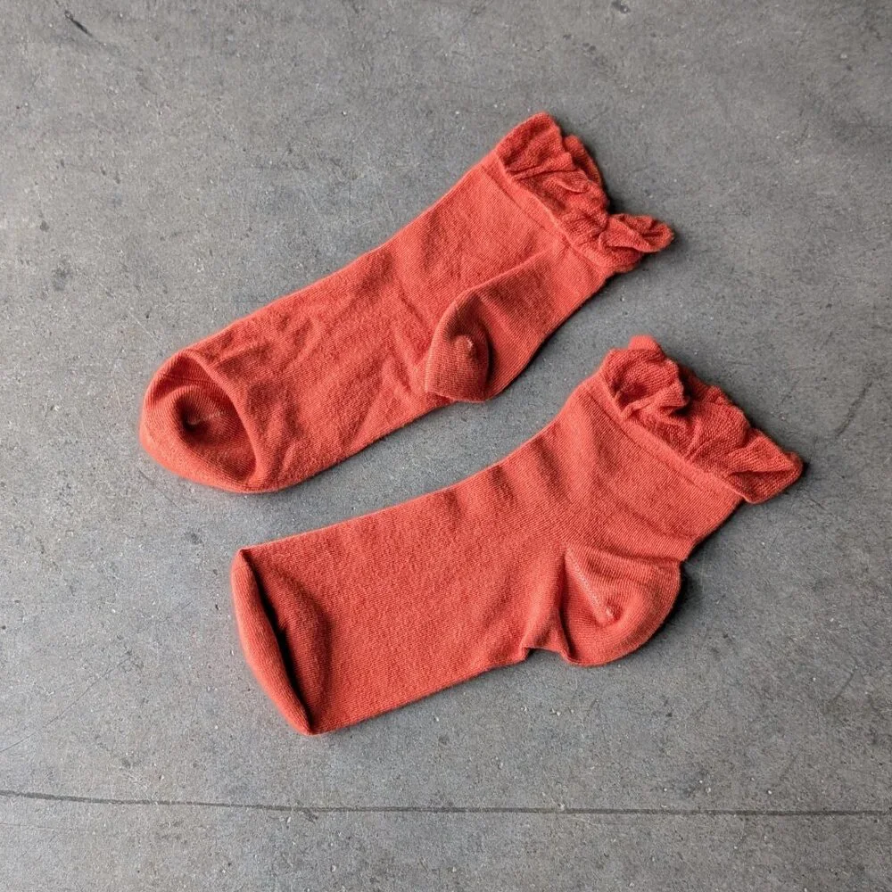 Anthropologie Lemon Adela Ruffle Sock Set of 3 Gray Lavender Orange
